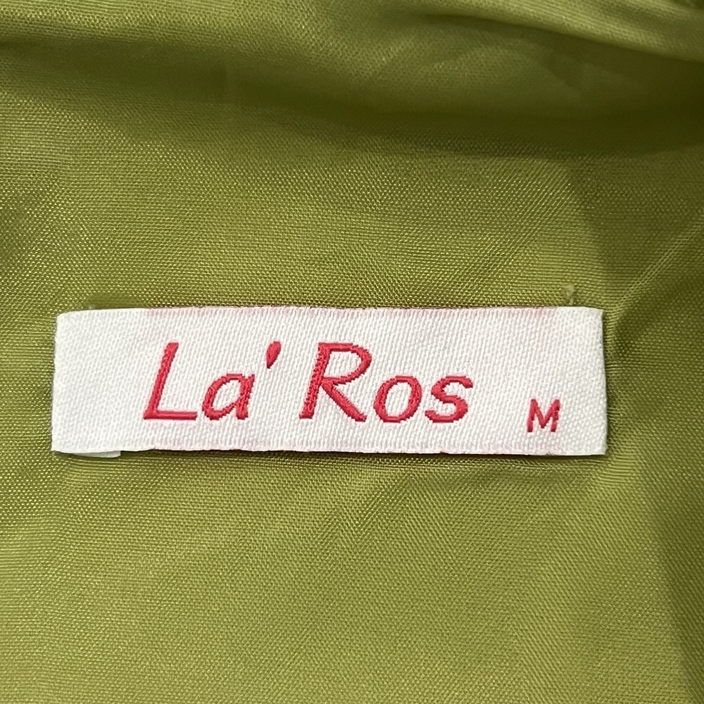 La'Ros Feather Trim Crop Top Women Medium Olive Green Excellent Sleeveless Glam - Picture 5 of 7